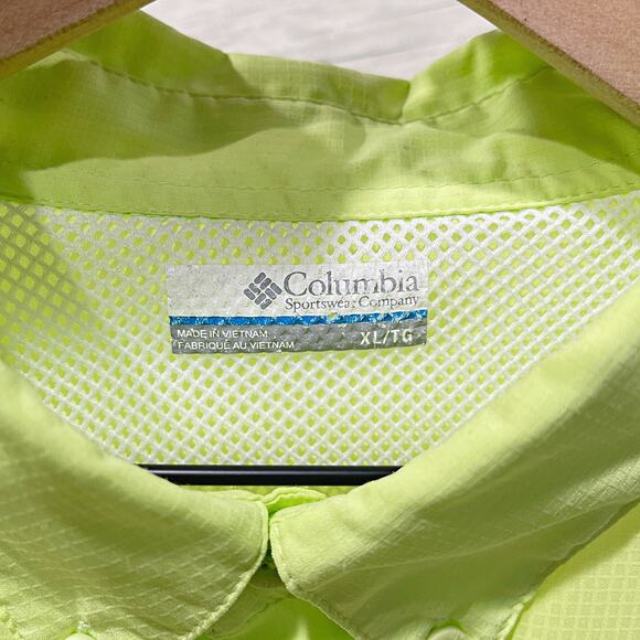 Columbia PFG Tamiami II Long Sleeve Fishing Shirt Neon Green FM7253 Mens XL - Picture 5 of 6